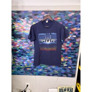 Vintage 1986 F-14 Tomcat Libyan Nightmare Reagan Quote T-Shirt Navy Blue Mens M